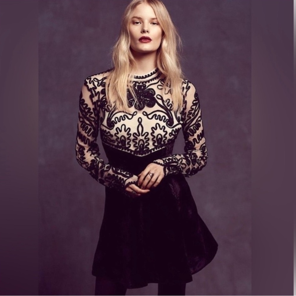 Free People Ginger Meadow Dress in Black/Tea, Size 4